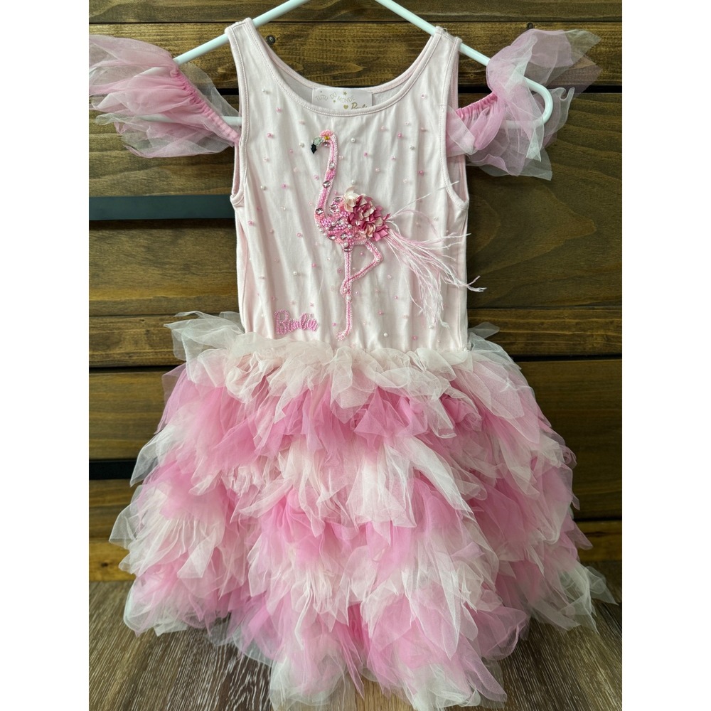 Tutu Du Monde x Barbie Pink Flamingo Tulle Dress Girls Size 6-7 Party Ballet